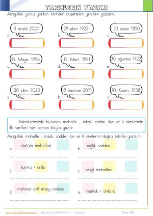 2. Sınıf 10. Hafta Etkinlik ve Çalışmaları