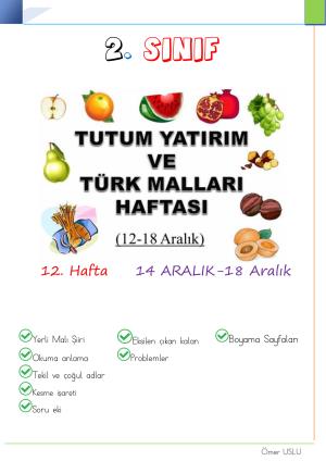 2. Sınıf  12. Hafta Etkinlik ve Çalışmaları