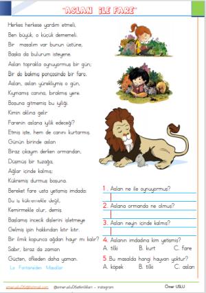 2. Sınıf  4 . ve 5. Hafta Etkinlik ve Çalışmaları