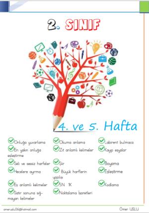 2. Sınıf  4 . ve 5. Hafta Etkinlik ve Çalışmaları