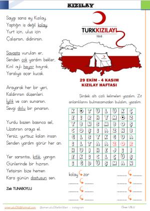 2. Sınıf 6 . ve 7. Hafta Etkinlik ve Çalışmaları