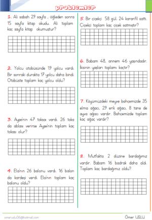 2. Sınıf 6 . ve 7. Hafta Etkinlik ve Çalışmaları