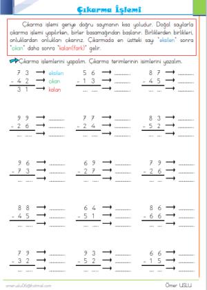 2. Sınıf 6 . ve 7. Hafta Etkinlik ve Çalışmaları