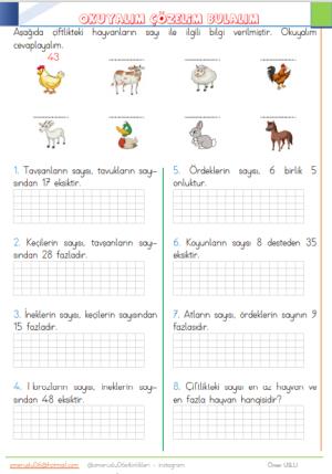 2. Sınıf 6 . ve 7. Hafta Etkinlik ve Çalışmaları