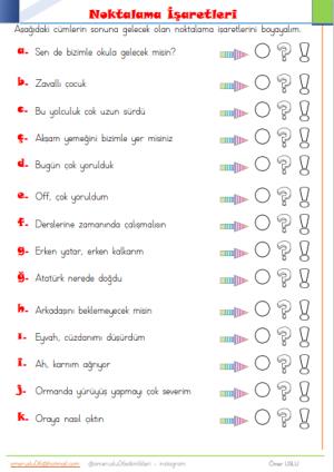 2. Sınıf 6 . ve 7. Hafta Etkinlik ve Çalışmaları