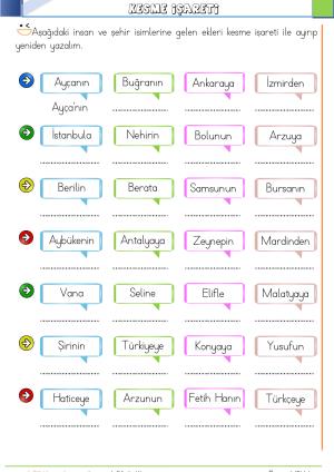 2. Sınıf 8. Hafta Etkinlik ve Çalışmaları