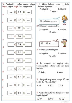 Doğal Sayıları Karşılaştırma Etkinliği