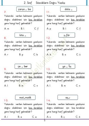 Fatih Sultan Mehmet Okuma Anlama ve Sözcüklerin Doğru Yazılışı Etkinliği