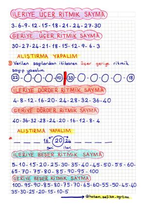  2. Sınıf Ritmik Sayma Etkinlikleri-2