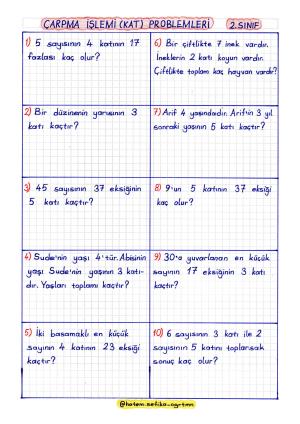 2nd Grade Multiplication (Floor) Problems