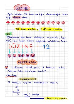 2. Sınıf Düzine Konu Anlatımı Etkinliği