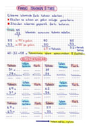 2. Sınıf Farkı Tahmin Etme Etkinliği