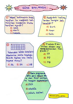 2. Sınıf Güne Başlarken 1. Hafta Etkinlikleri 