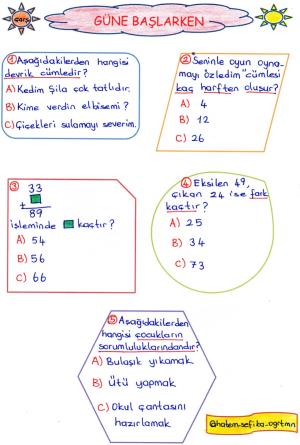 2. Sınıf Güne Başlarken 13. Hafta Etkinlikleri 