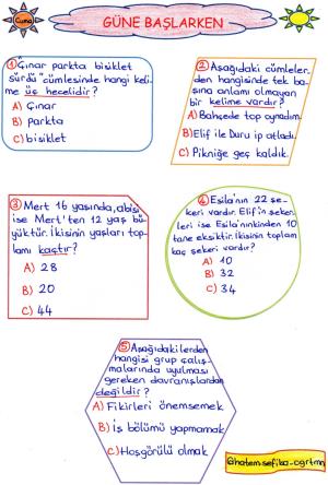 2. Sınıf Güne Başlarken 13. Hafta Etkinlikleri 