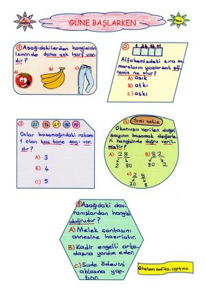 2. Sınıf Güne Başlarken 2. Hafta Etkinlikleri 