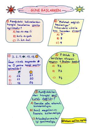 2. Sınıf Güne Başlarken 2. Hafta Etkinlikleri 