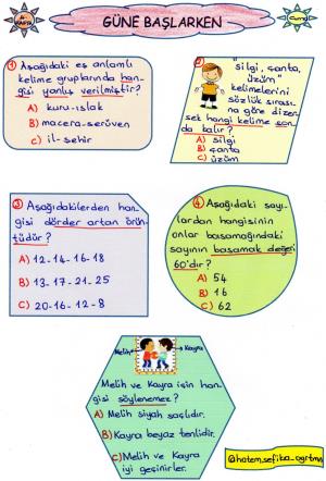 2. Sınıf Güne Başlarken 4. Hafta Etkinlikleri 