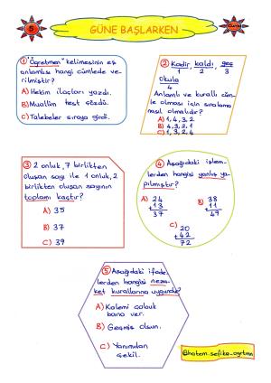 2. Sınıf Güne Başlarken 5. Hafta Etkinlikleri 