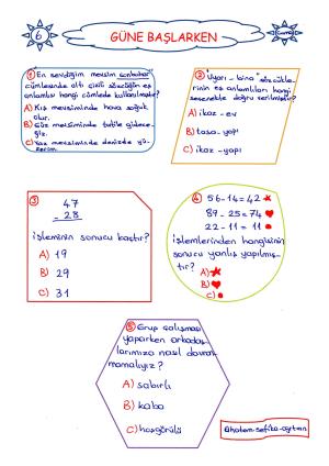 2. Sınıf Güne Başlarken 6. Hafta Etkinlikleri 