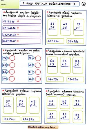 2. Sınıf Haftalık Değerlendirme 9.Hafta