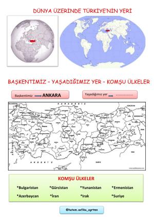 2. Sınıf Hayat Bilgisi Ülkemizin Yerini Öğreniyoruz Etkinliği