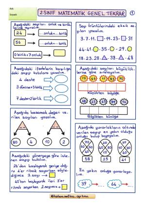 2. Sınıf Matematik Genel Tekrar Etkinlikleri