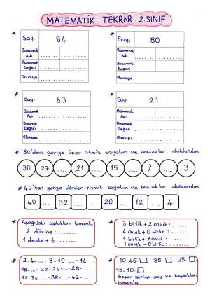 2. Sınıf Matematik Tekrar Etkinliği 