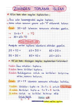 2. Sınıf Toplamı Tahmin Etme Konu Anlatımı