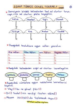 2nd Grade Turkish General Review Activities