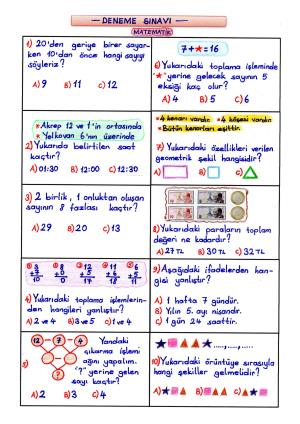 2. Sınıfa Hazırlık Deneme Sınavı 