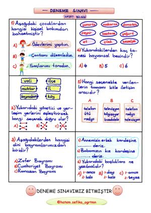 2. Sınıfa Hazırlık Deneme Sınavı 