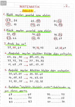 2. Sınıf 5. Hafta Etkinlikleri