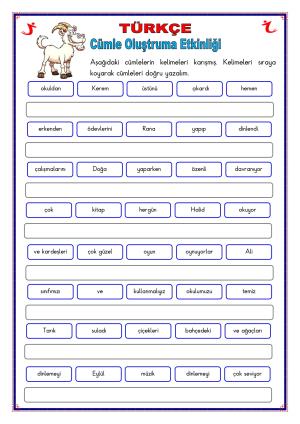 Karışık Kelimelerle Cümle Oluşturma Etkinliği-2