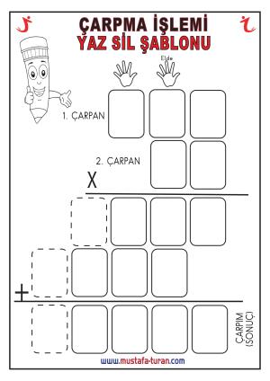 Çarpma İşlemleri Yaz Sil Şablonu
