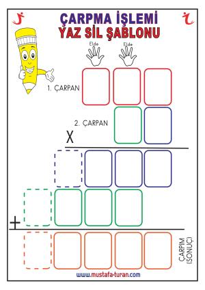 Çarpma İşlemleri Yaz Sil Şablonu