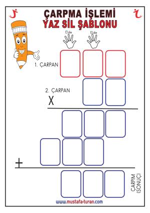 Çarpma İşlemleri Yaz Sil Şablonu
