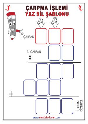 Çarpma İşlemleri Yaz Sil Şablonu