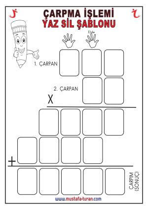 Çarpma İşlemleri Yaz Sil Şablonu