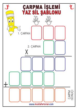 Çarpma İşlemleri Yaz Sil Şablonu