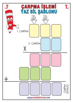 Çarpma İşlemleri Yaz Sil Şablonu