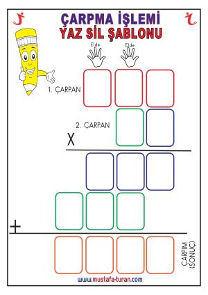 Çarpma İşlemleri Yaz Sil Şablonu