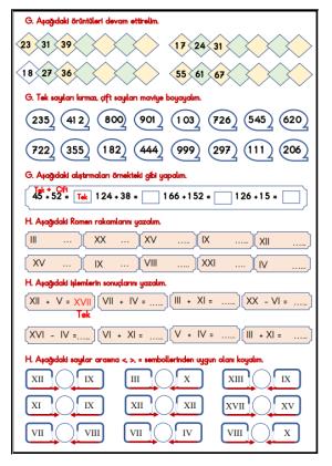 Doğal Sayılar Çalışma Kağıdı 3