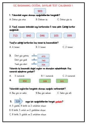 Doğal Sayılar Test 1