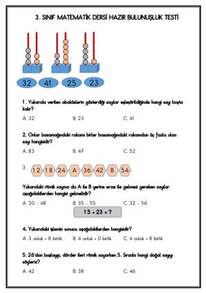 Matematik Hazır Bulunuşluk  Testi