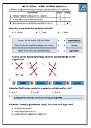 Okulumuzda Hayat Ünitesi Soruları 1