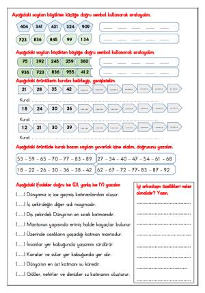 3. Sınıf Günlük Ödev 1