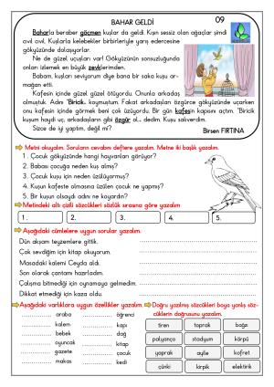 3. Sınıf Günlük Ödev-9