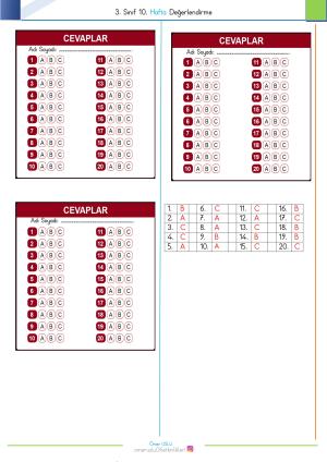 3. Sınıf 10. Hafta Değerlendirme Sınavı