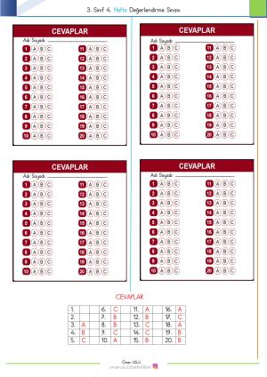 3rd Grade 4th Week Evaluation Exam